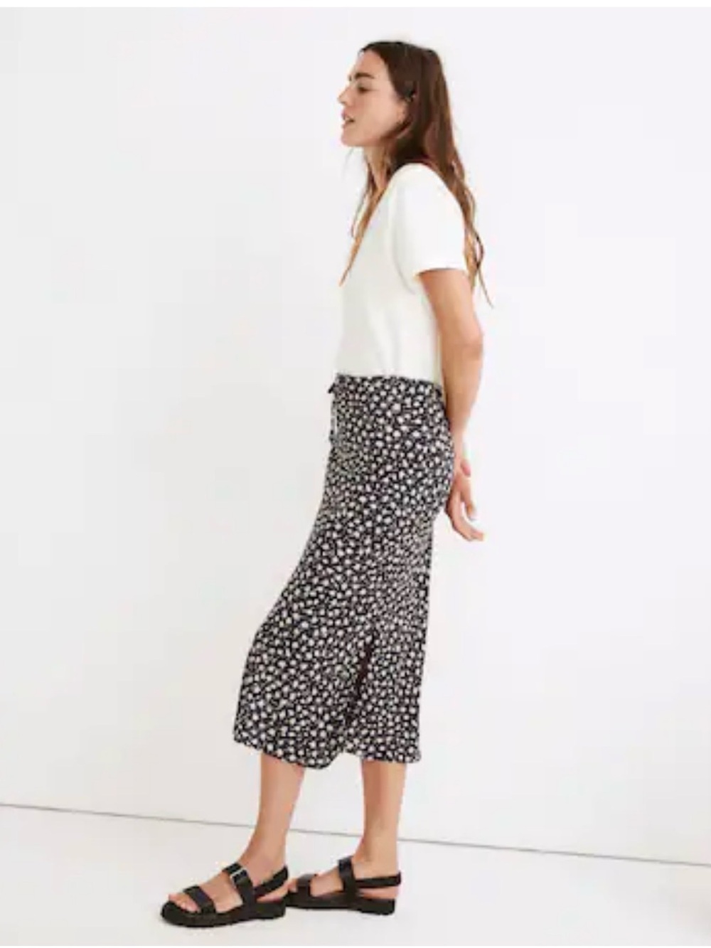 Madewell drawstring midi slip skirt in sweet floral print size 6 - Picture 2 of 9